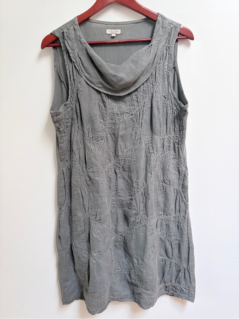 Lina Tomei Made in Italy 100% Linen Dress in Grey Sz XL
